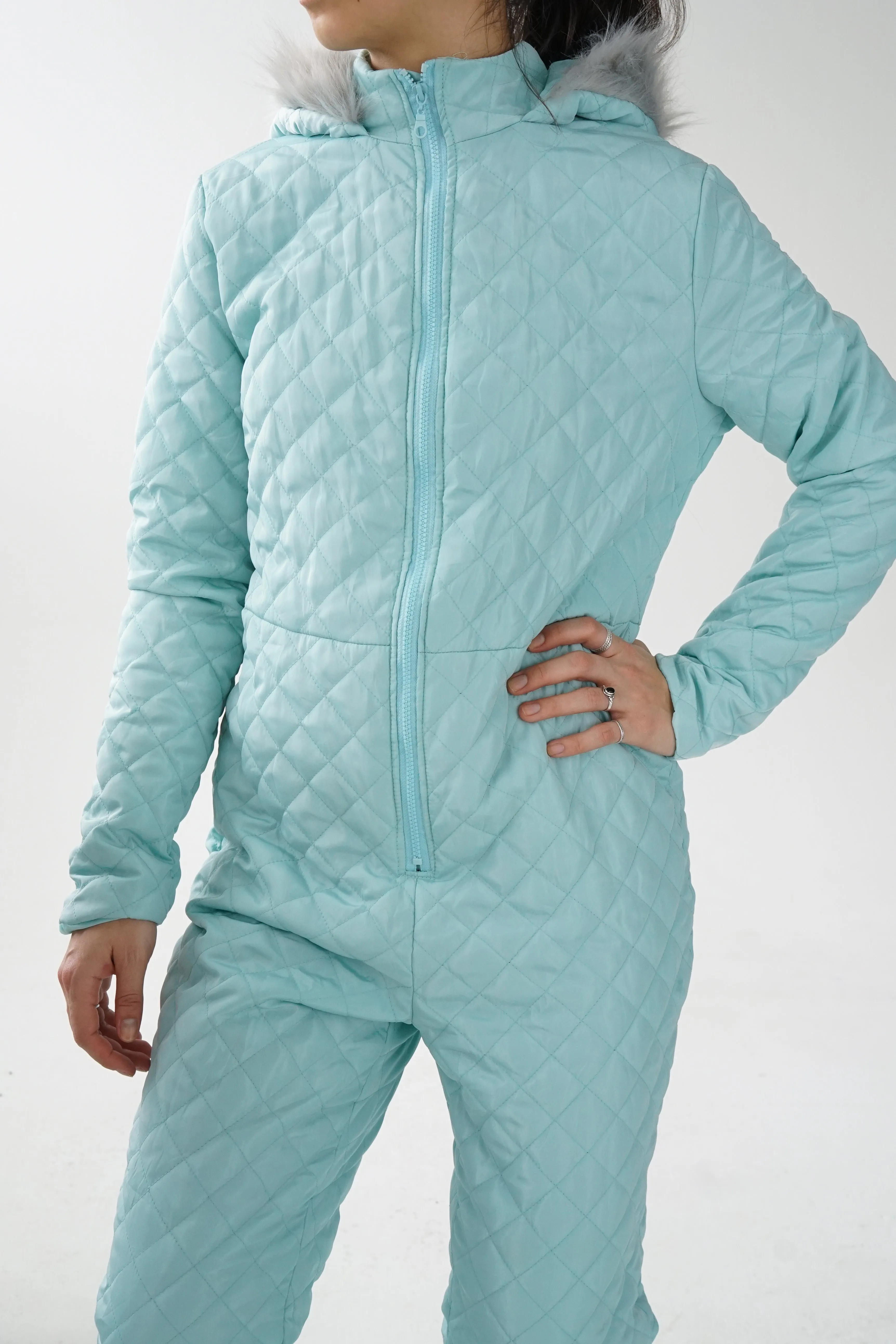 Snow Suit vintage léger turquoise pour femme taille M