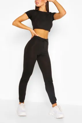 Soft Melange Crop Tee & Jogger Loungewear Set