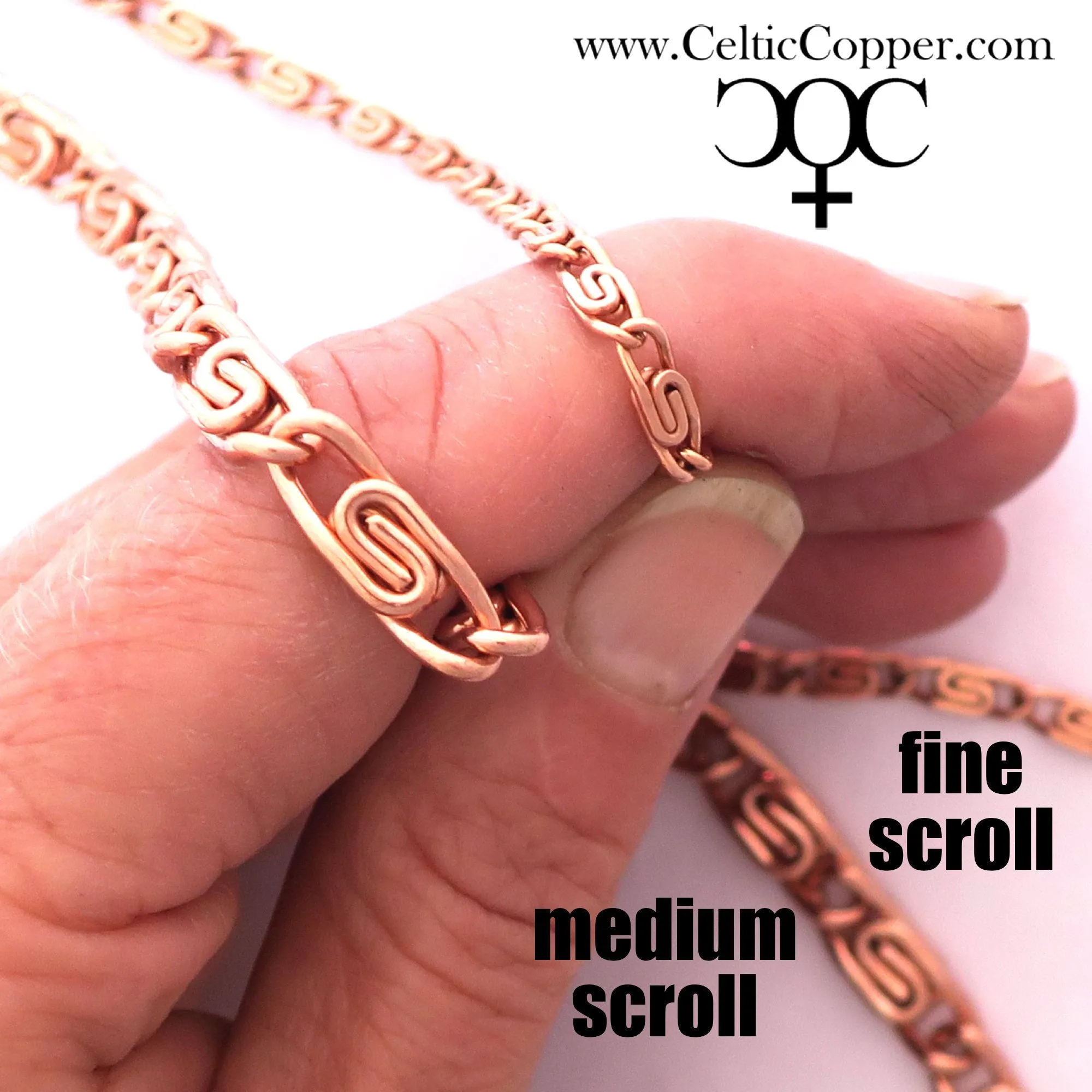 Solid Copper Necklace Chain Celtic Copper Fine Scroll Chain Necklace NC61 Celtic Necklace Chain Solid Copper Necklace 20 Inch Ch