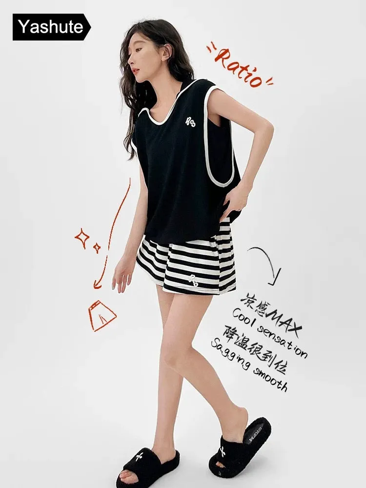 Summer pajamas for women, modal short-sleeved shorts set, high-end, simple, cool and thin, can be worn outside as home clothes