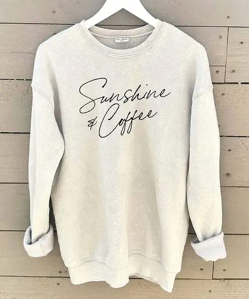 Sunshine & Coffee Mineral Graphic Sweatshirt -  White Dove