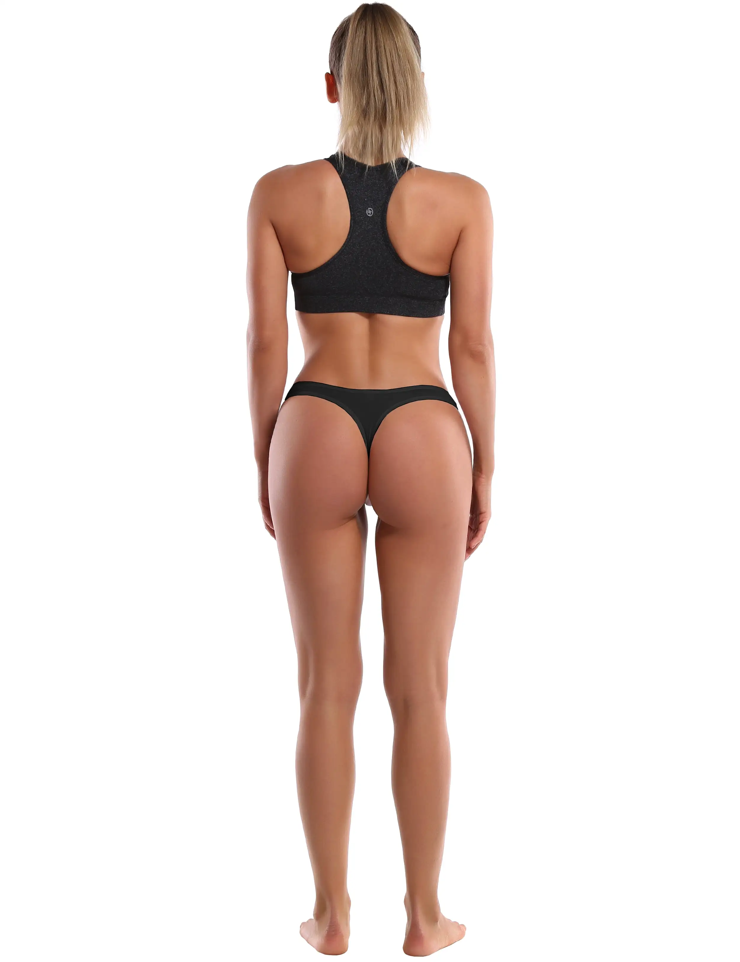 Super Soft Modal Sports Thongs underwear Black_yogastudio