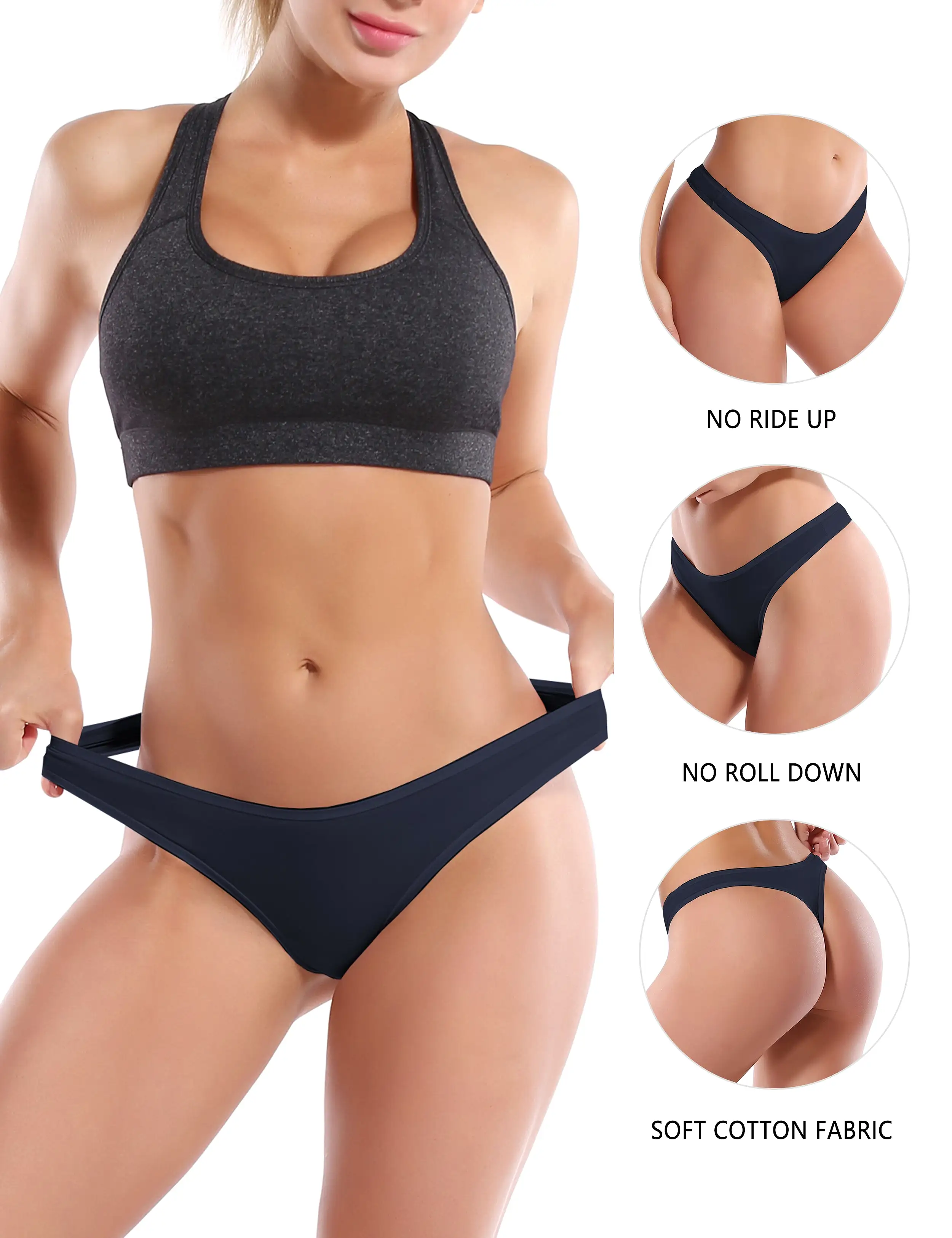 Super Soft Modal Sports Thongs underwear darknavy_yogastudio