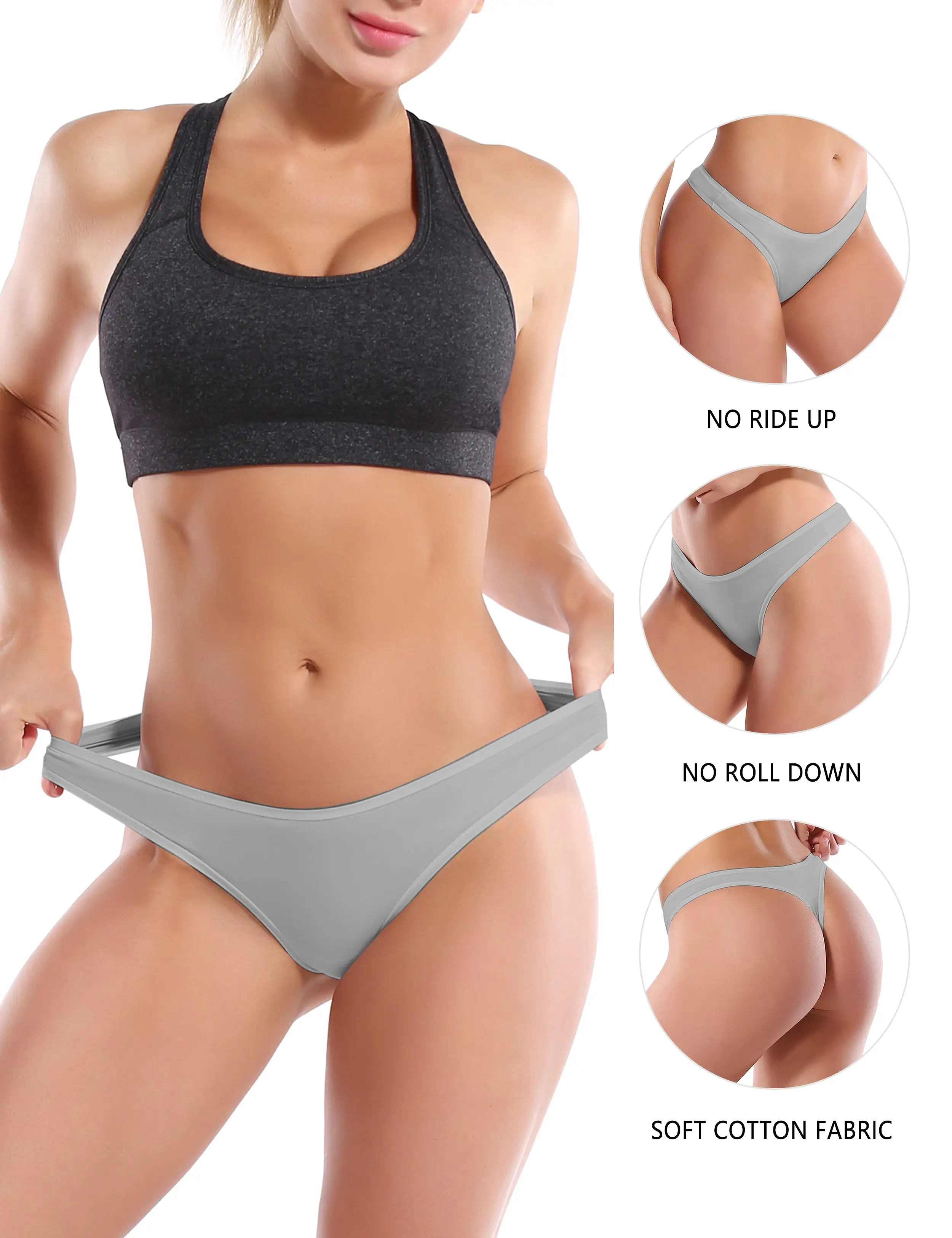 Super Soft Modal Sports Thongs underwear lightgray_yogastudio