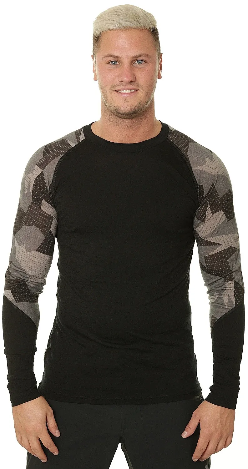 T-Shirt Sensor Merino Impress LS - Black/Camo - men´s