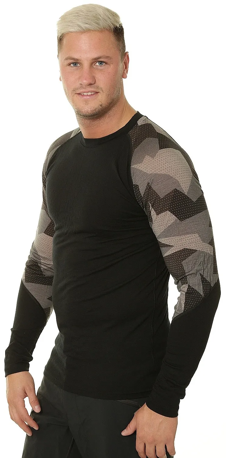 T-Shirt Sensor Merino Impress LS - Black/Camo - men´s