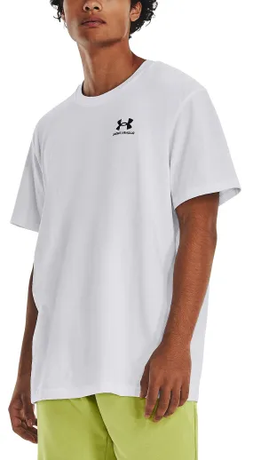 T-Shirt Under Armour Logo Embroidered Heavyweight - White/Black - men´s