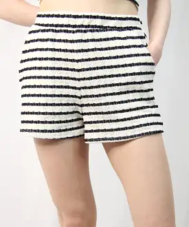 Textured Stripe Shorts - Cream/Navy Stripe