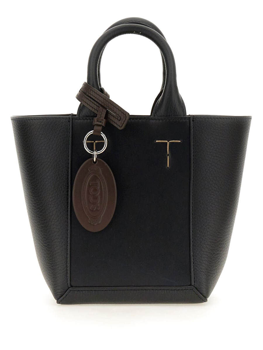 TOD'S    LEATHER LOGO SHOPPING BAG