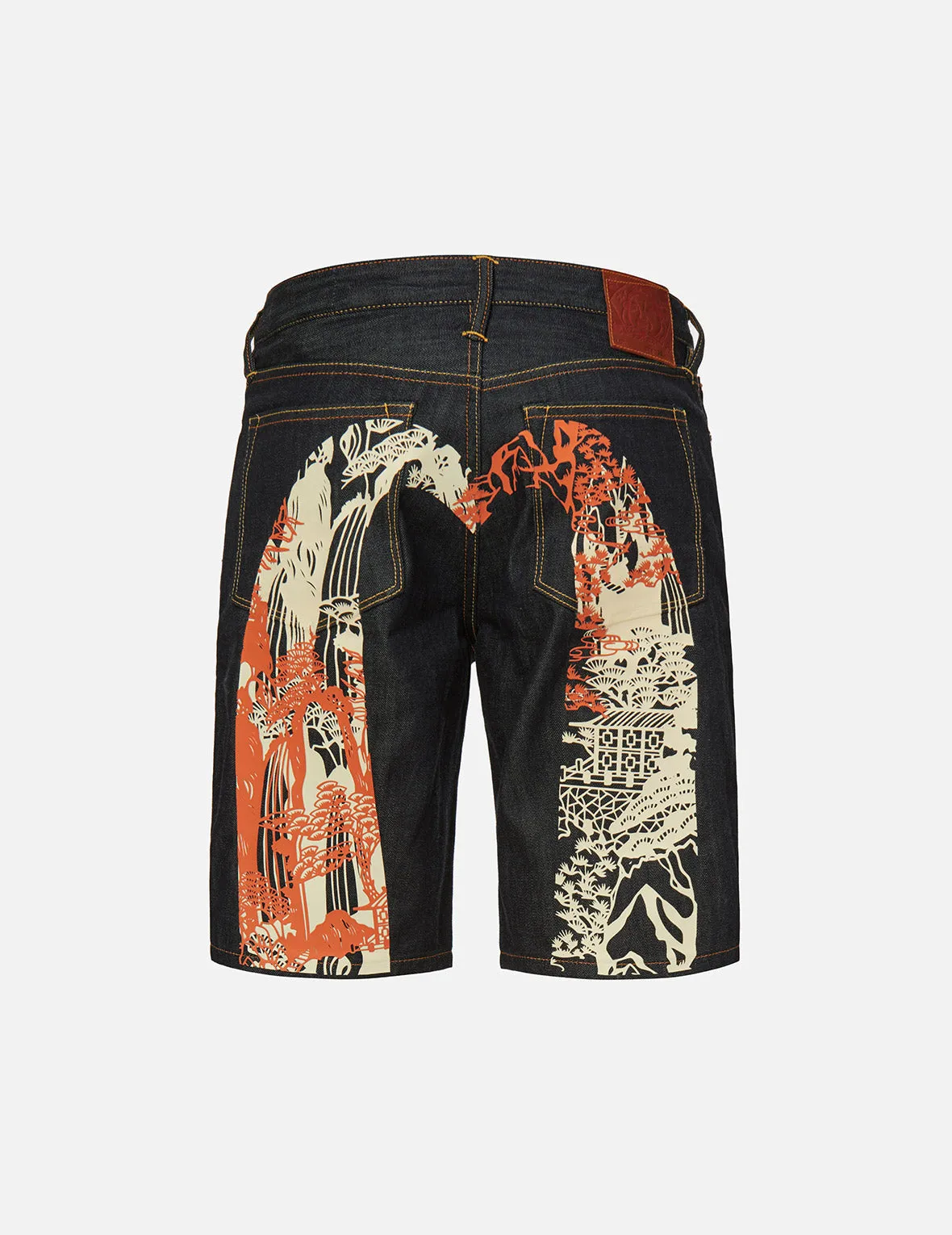 Two-tone Landscape Daicock Denim Shorts