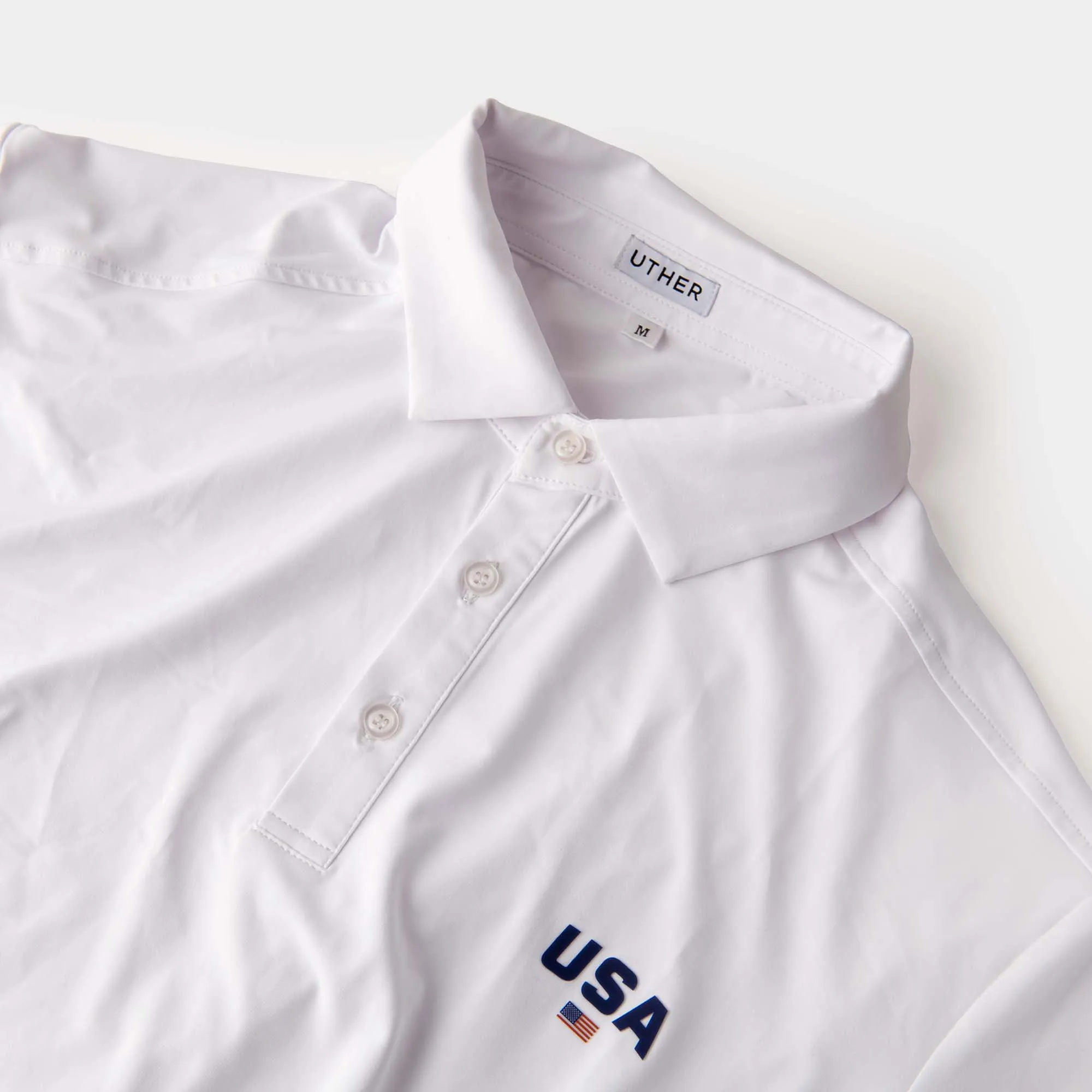 USA White Performance Polo