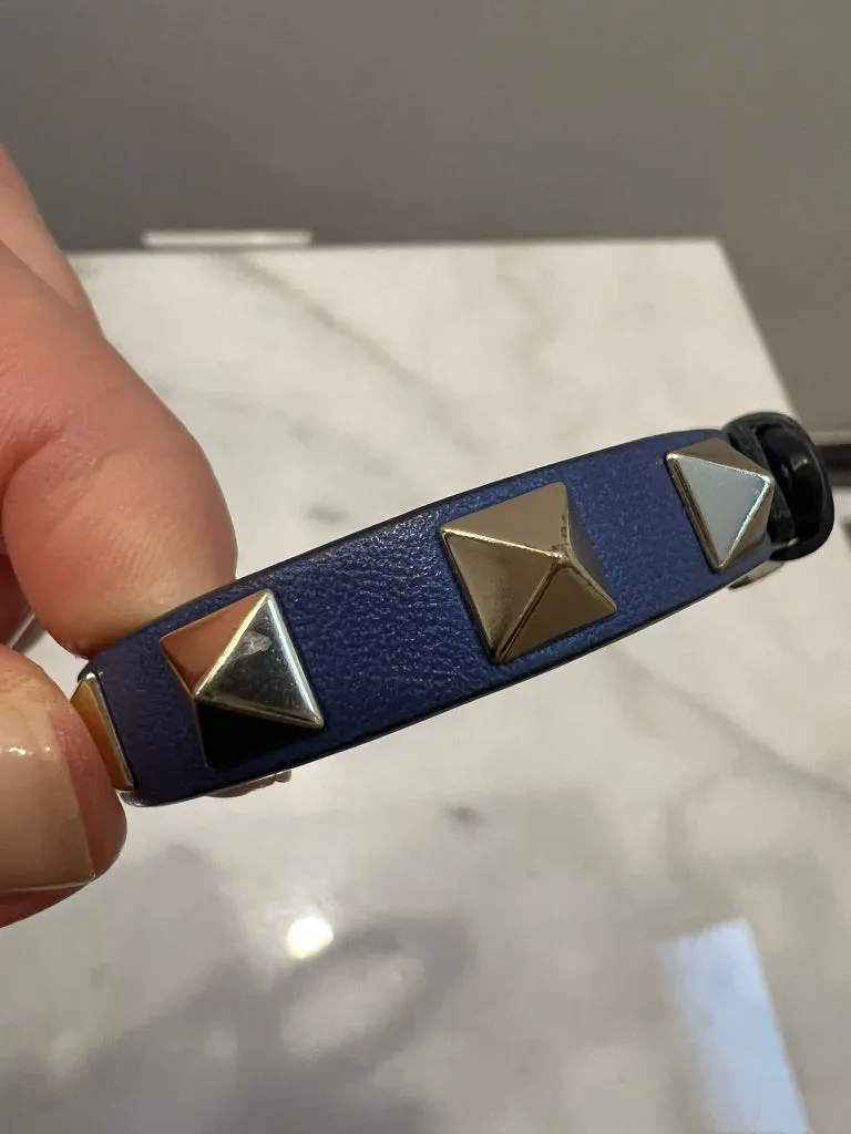 Valentino Blue Rock Stud Leather Cuff