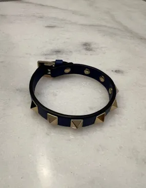 Valentino Blue Rock Stud Leather Cuff