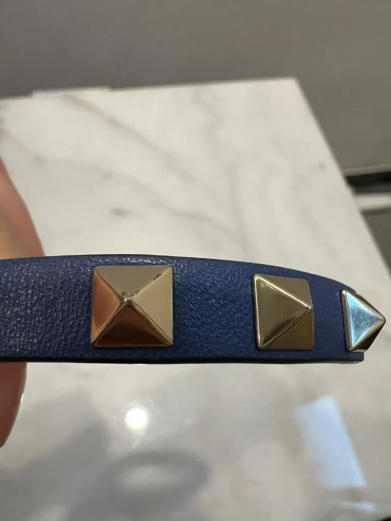 Valentino Blue Rock Stud Leather Cuff