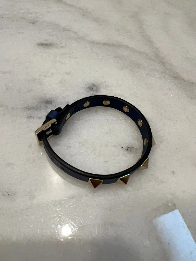 Valentino Blue Rock Stud Leather Cuff