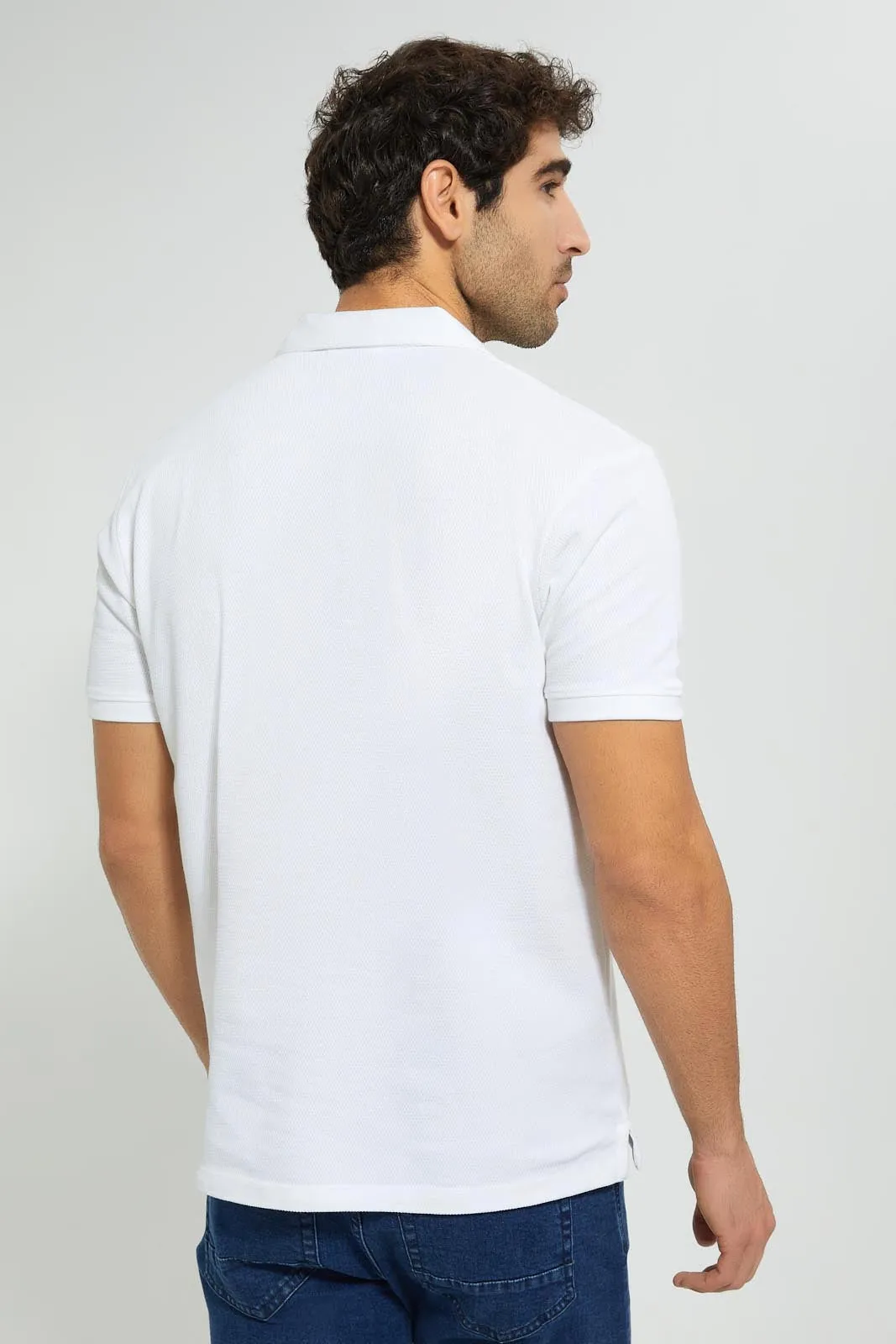 White Buttonless Polo Shirt