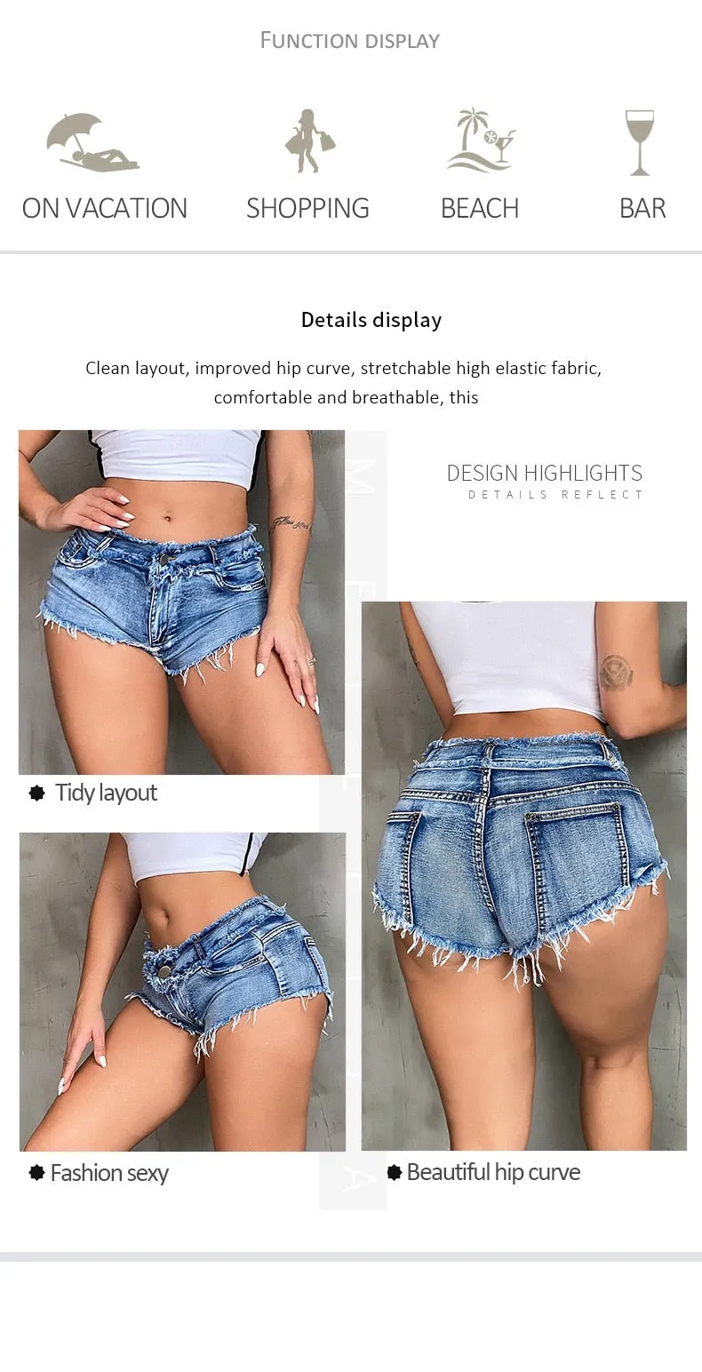 Women's Summer Beach Style Polyester Solid Elastic Low Waist Shorts