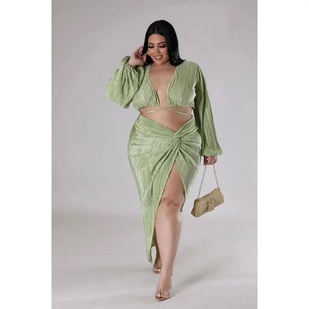 Yeah Night Out Bae Skirt Set-Green